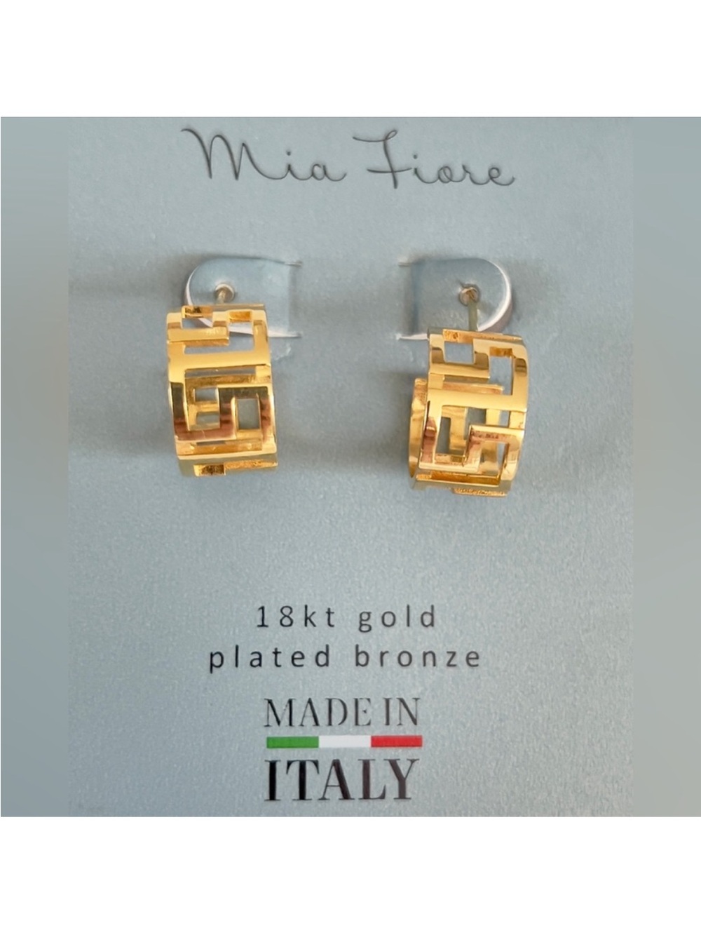 Mia Fiore 18K Gold Plated Bronze Geometric Hoop Earrings
